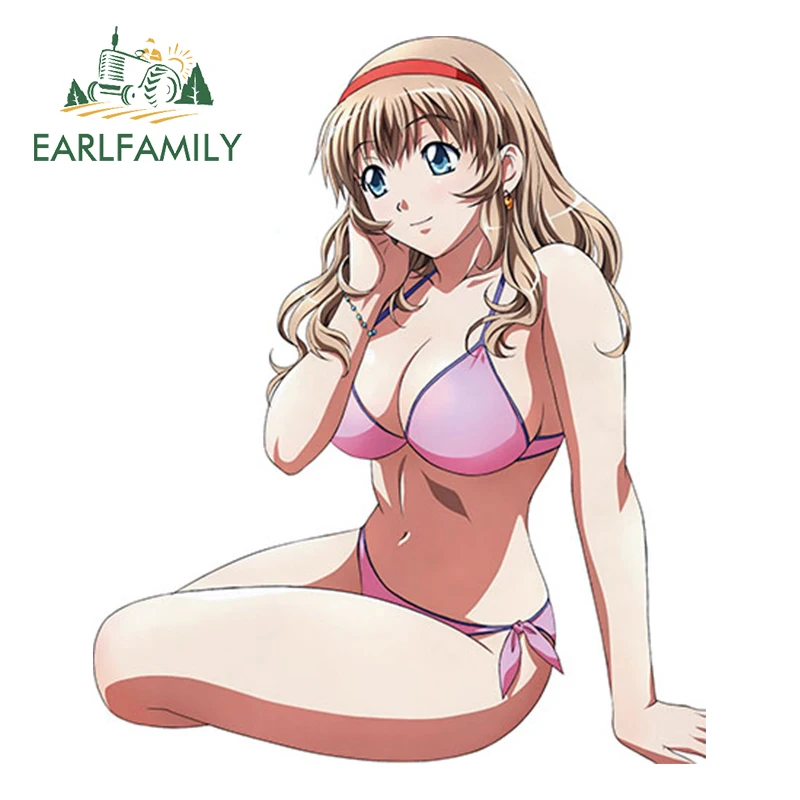 EARLFAMILY Calcomanía Impermeable 3D de Vinilo para Puerta de Coche, Estilo JDM, Diseño Sexy Girl Ikkitousen Waifu, 13cm x 11cm