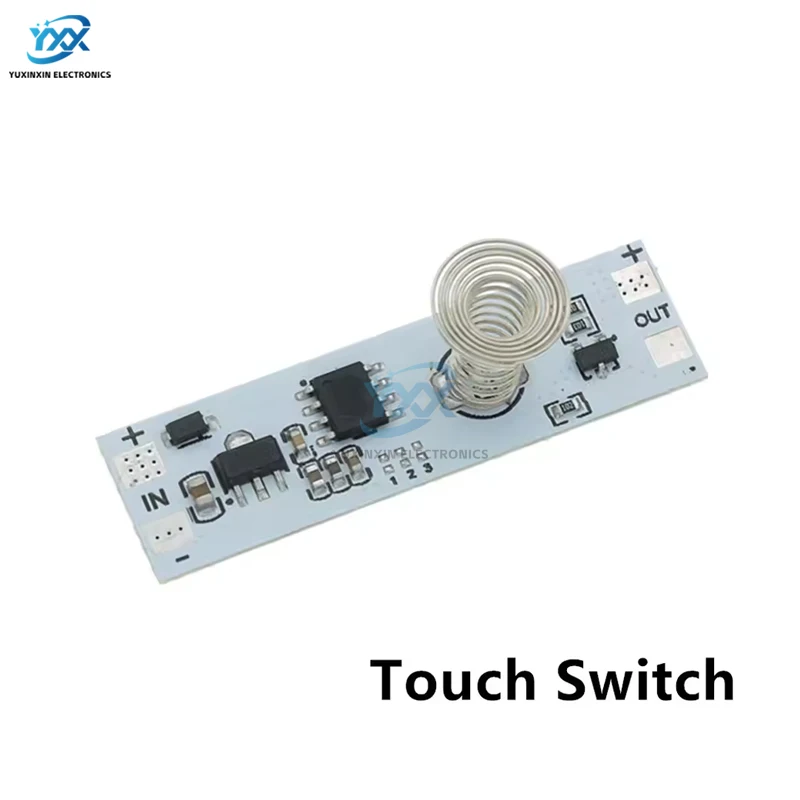 1PCS DC 12V Capacitive Touch Sensor Switch Coil Spring LED Dimmer Control Switch 9–24V 30W 3A for Smart Home LED Light Strip