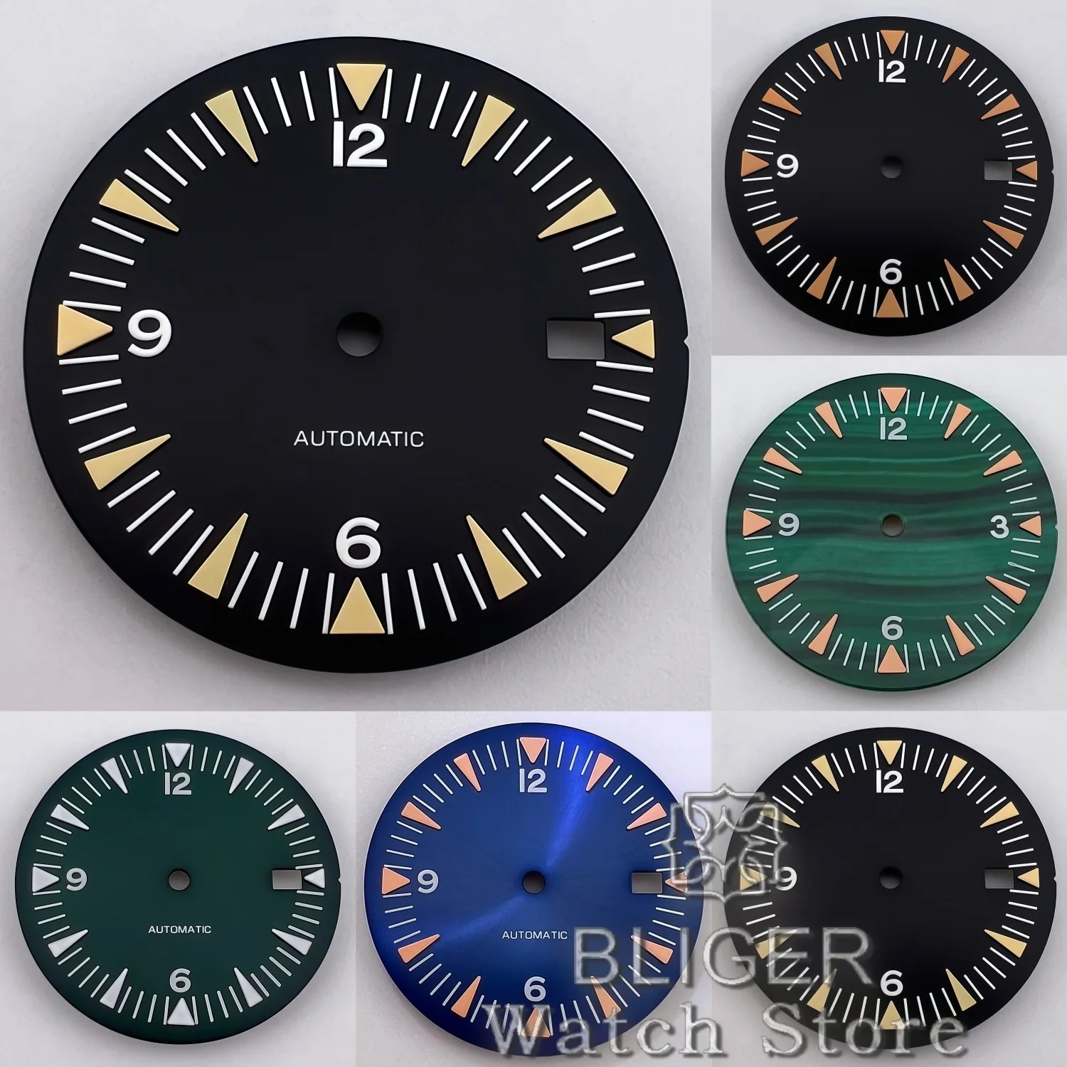 BLIGER 32mm Black Blue Green NH35 Watch Dial Orange Marks Accessories Part Fit NH35 NH36  Automatic Movement