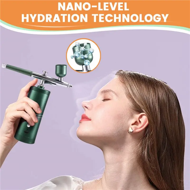 ABKS-Airbrush Nail With Compressor Portable For Nail Art Painting Craft Cake Decoration Nano Steam Gun Spray Compressor