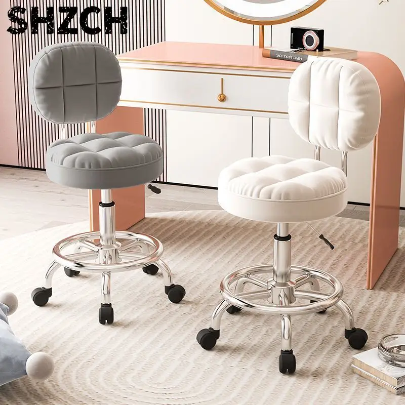 Modern Salon Stool with Wheels Swivel Lift Barber Chair Comfort Sponge Nail Round Seat Professional Salon Hairdressing Chairs