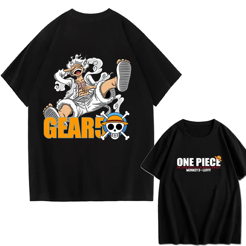 ONE PIECE Anime Zoro Luffy Gear 5 Printed T-shirt Men's and Women's T-shirt Men's Top Sports T-shirt Men's T-shirt Harajuku Tee