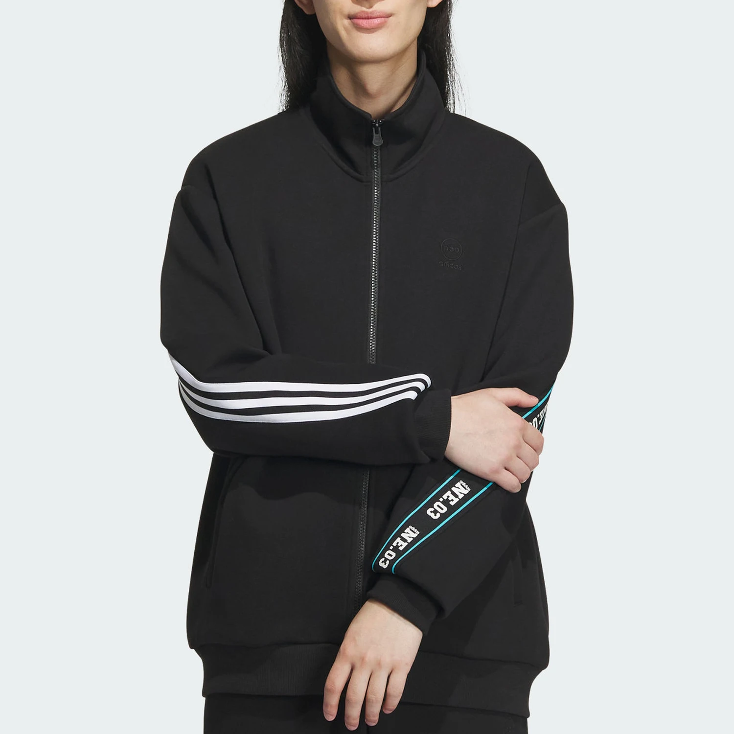 

Adidas Official Authentic New Neo Men's Stand Collar Casual Loose Stripe Jacket IK7612