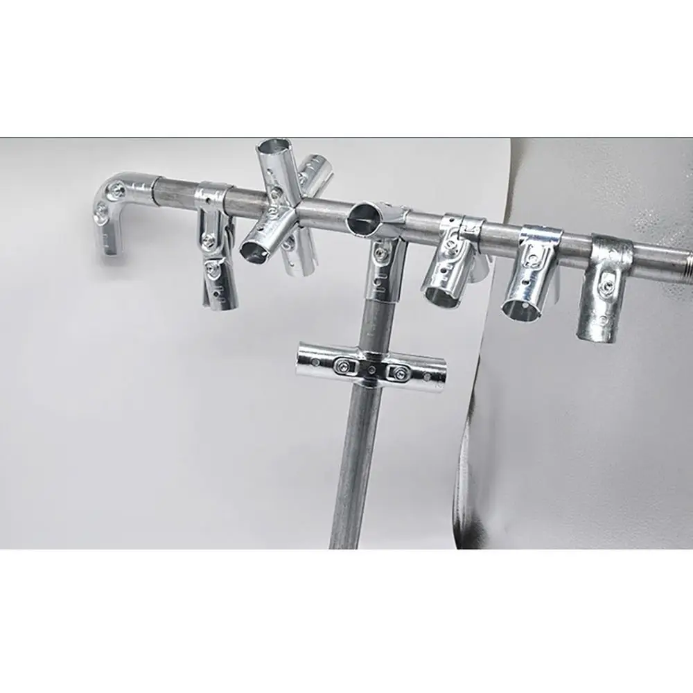 1Pcs New Carbon Steel Galvanized Pipe Joint Round 20/25/32mm Rod Support Rack Fixed Clamp Furniture Hardware