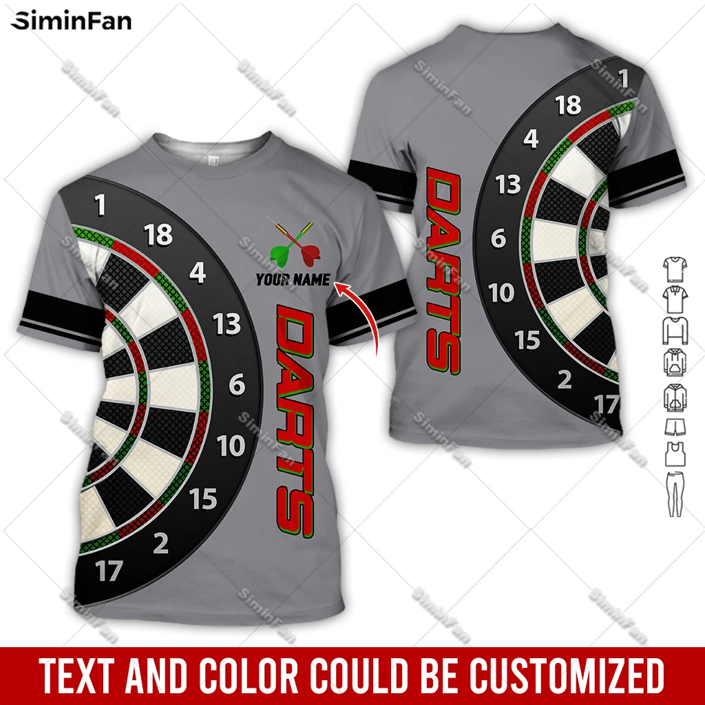 Personalized Name Dart Board Colorful T-shirt 3D All Over Printed Mens Tshirt Male Summer Round Neck Tee Unisex Shirt Female Top