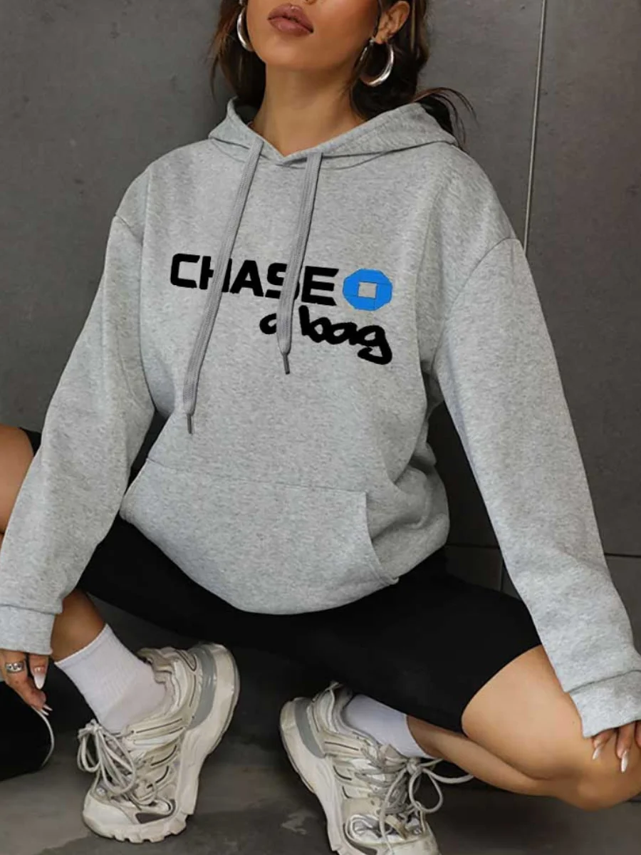 

LW Casual Lightweight Sweatshirt COTTON Letter Print Kanagroo Pocket Hoodie Street Oversized Top Streetwear Autumn Pullover