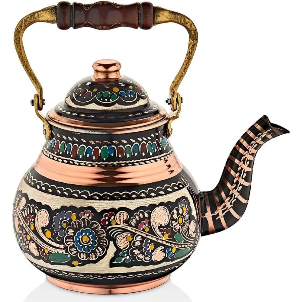 

Vintage Copper Turkish TeaPot Tea Kettle Pot for Stovetop Stove Top Infuser Decorative Fancy Arabic Moroccan Party Serving Kitch