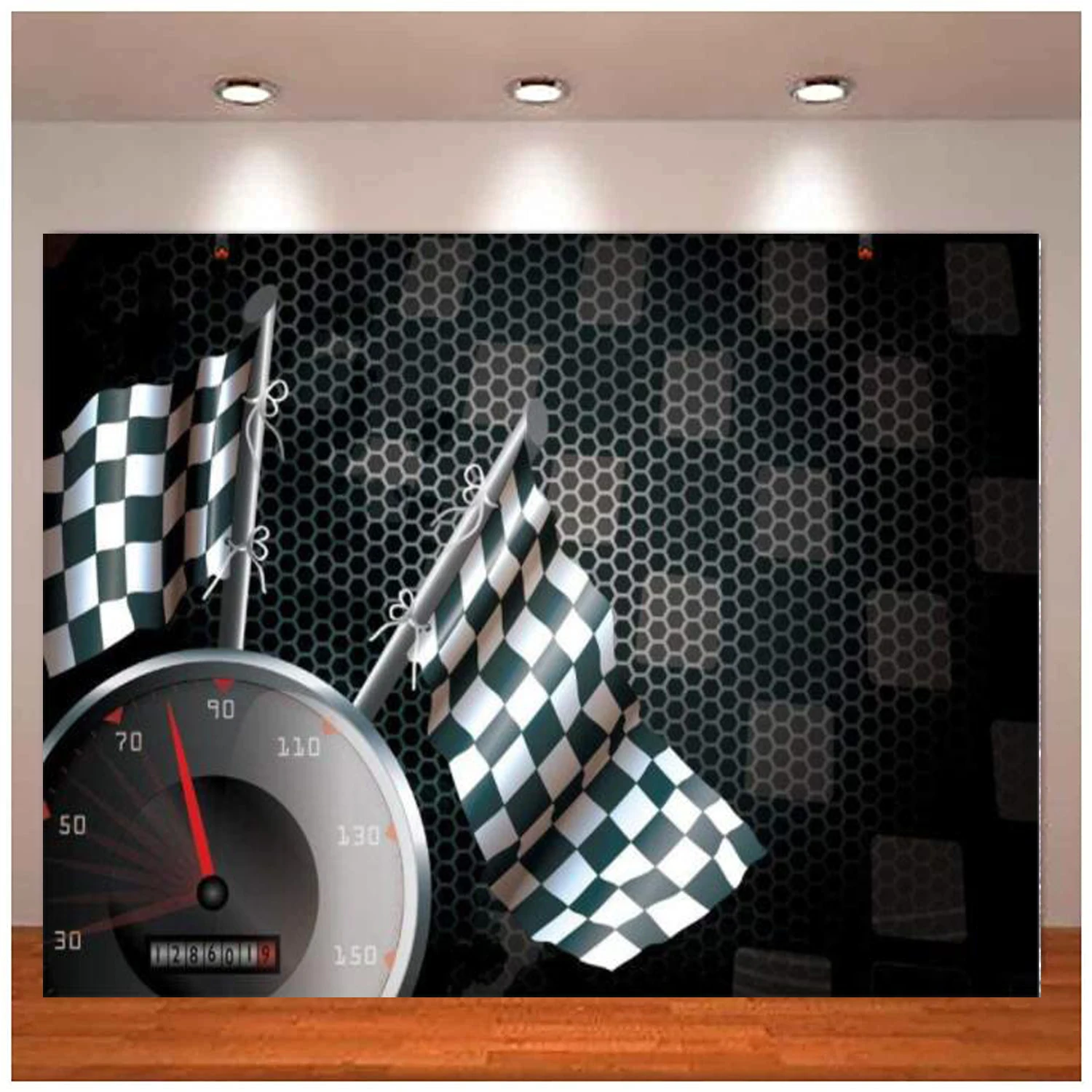 

Photography Backdrop Speed Racing Happy Birthday Game Checkered Flag Car Dash Board Heavy Metal Wallpaper Cowboy Baby Background