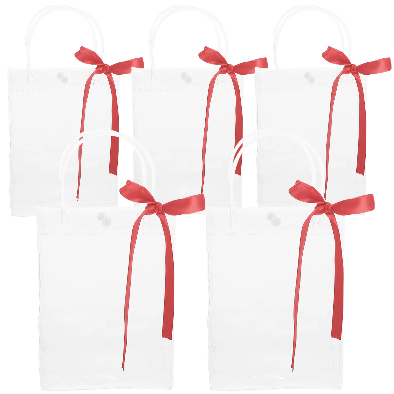 

5Pcs Transparent Gift Bag PVC Tote Durable Waterproof Portable Present C y Party Household Clear Packaging