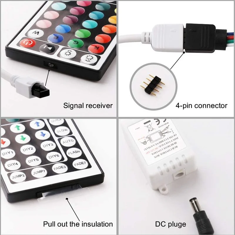 IR Remote Control 44key 12V LED RGB Controller USB Wireless LED Strip Dimmer	Controller For 5630 2835 5050 Light Strip 4Pin