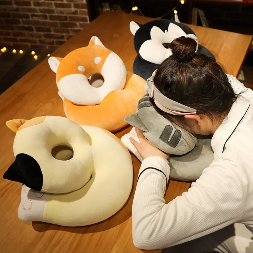 Almohada calentadora de manos de doble capa, súper suave, para mantener el calor, almohada para siesta en la oficina, almohada de felpa para el cuello Shiba Inu para hombres y mujeres