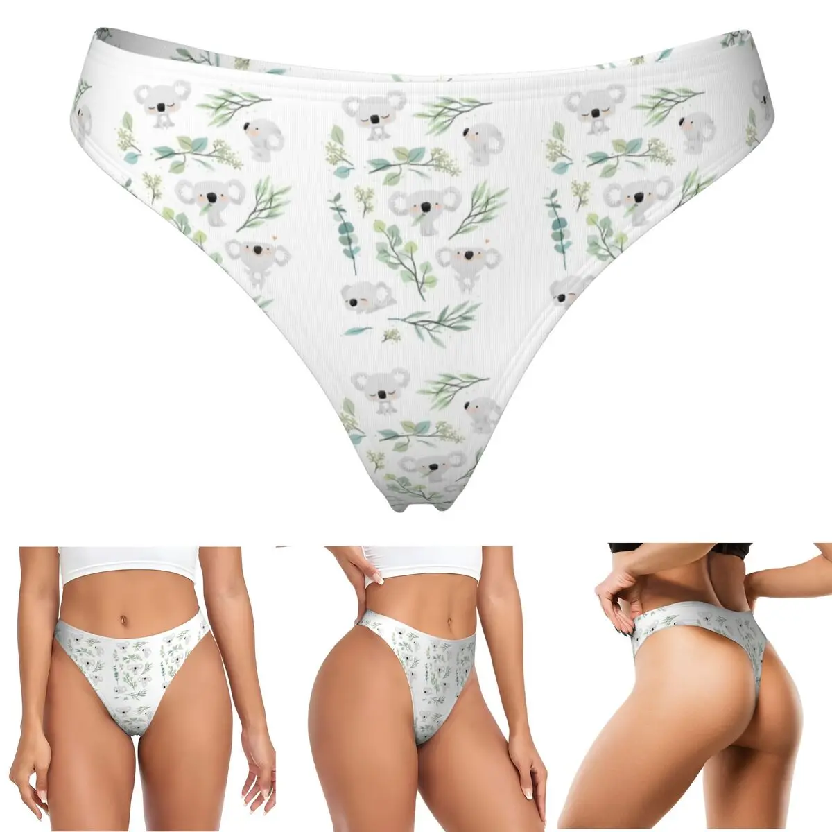 calcinhas-g-string-com-estampa-personalizada-de-coala-e-eucalipto-respiraveis-confortaveis-e-elasticas-para-mulheres