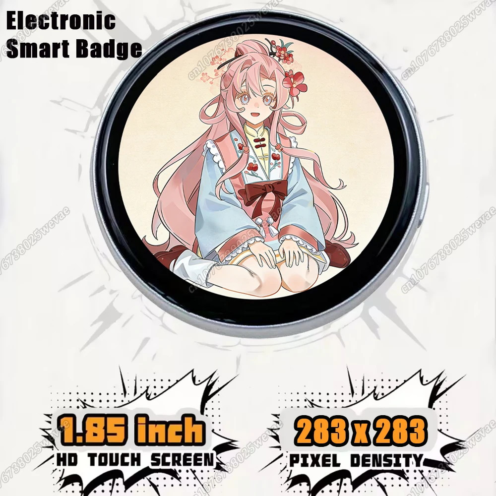 

2026 New Anime E-Badge Display Pin 1.85 Inch HD Touch Screen LED Button Touchscreen Photo Frame With Video Playback Dropshipping