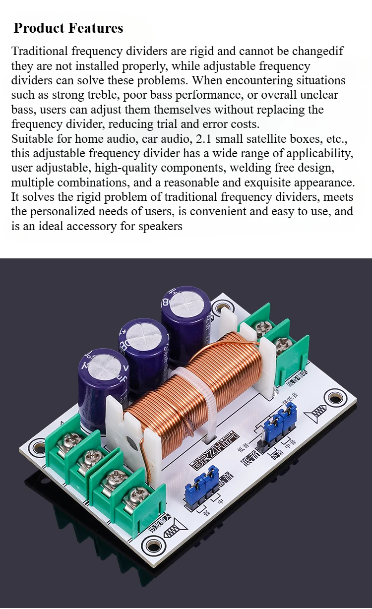 Placa de atualização de alto-falante universal ajustável de frequência dupla alta e baixa sem solda DIY 400W