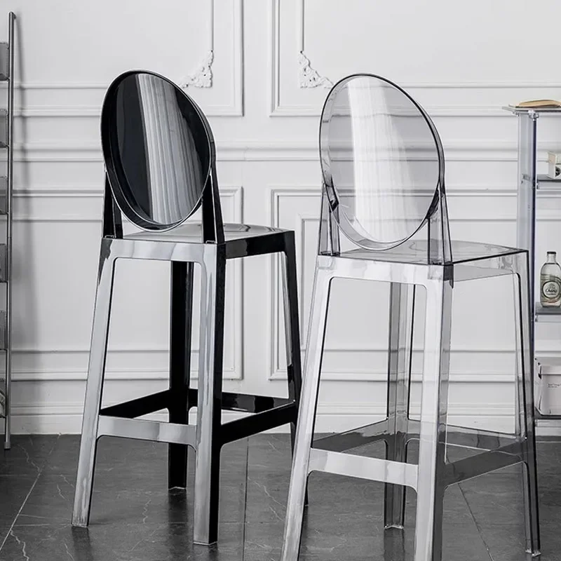 Black Modern Bar Stool Plastic Kitchen Dining Living Room Stool Nordic Transparent Chair Taburetes De Bar Hotel Furniture