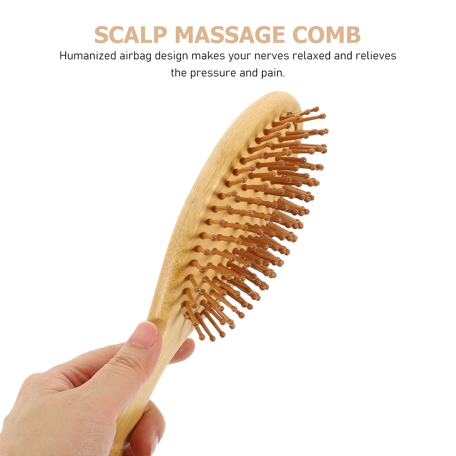 2 قطعة مشط تدليك فروة الرأس مادة الخيزران مكافحة ساكنة وفك تشابك الشعر أداة العناية للشعر الرطب والجاف مشط خشبي للرجال والنساء #5