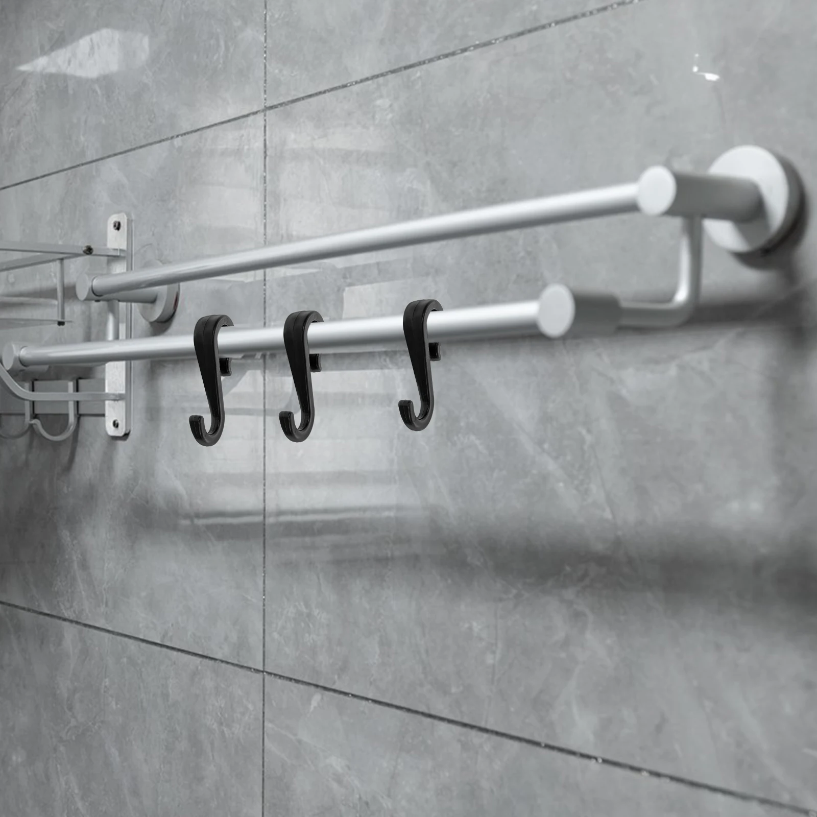 

24pcs S Hooks Plastic Solid Bar Round Square Pipe Rack Accessories Reusable Bathroom Garment Organizer Wardrobe