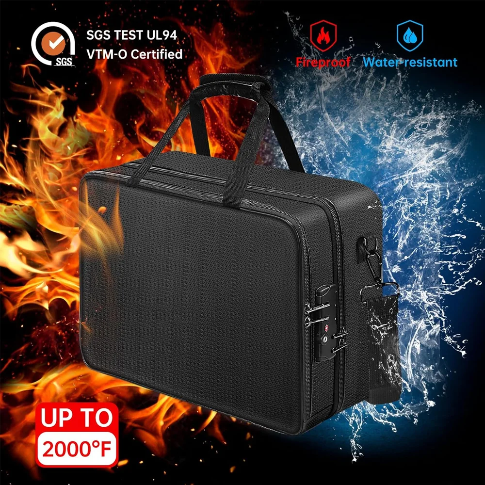 Organizer Folder with Transparent Color Organizer Box for Files Fireproof Storage Box with Customs Lock Crossbody File Bag