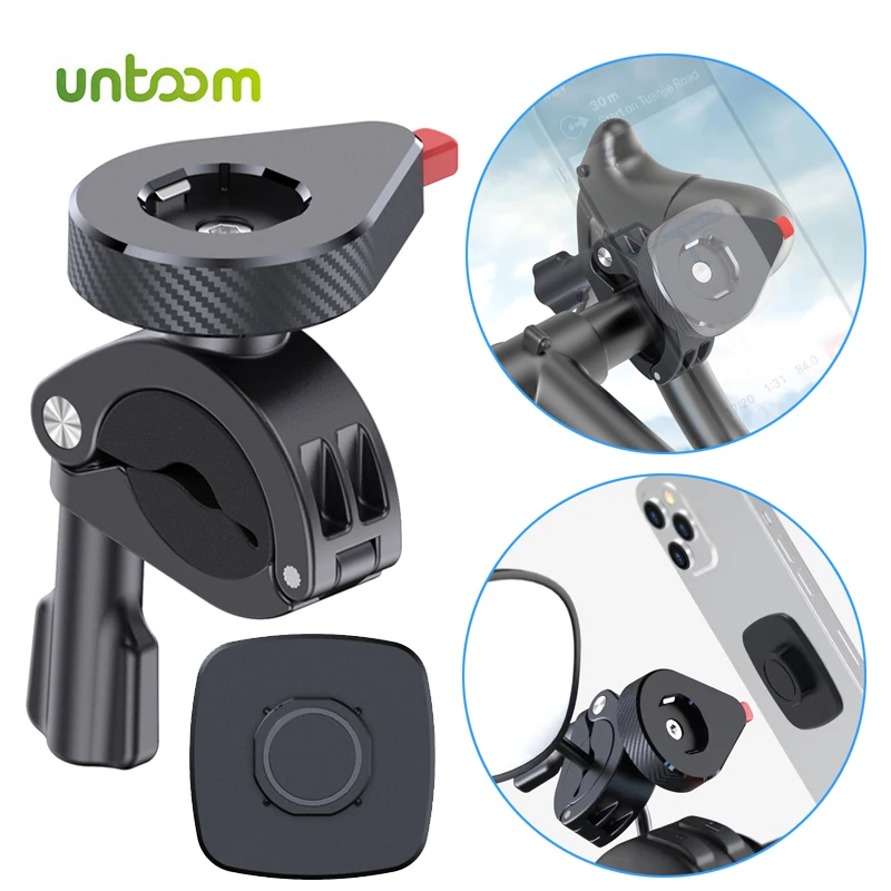 Untoom Bike Motorcycle Phone Holder Rearview Mirror Phone Mount Bicycle Scooter Handlebar Security Quick Lock Cellphone Stand