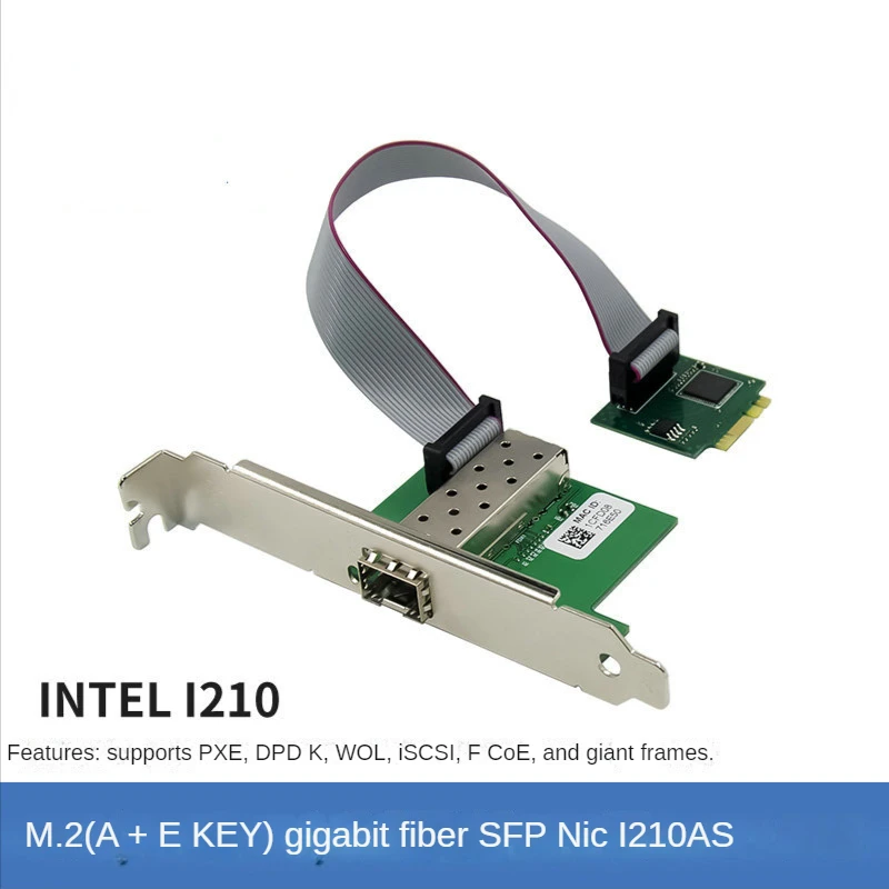 Gigabit Ethernet M.2 A+E KEY Single Fiber port 1000Mbps SFP Network Card intel I210 Chipset lan Optical adapter linux