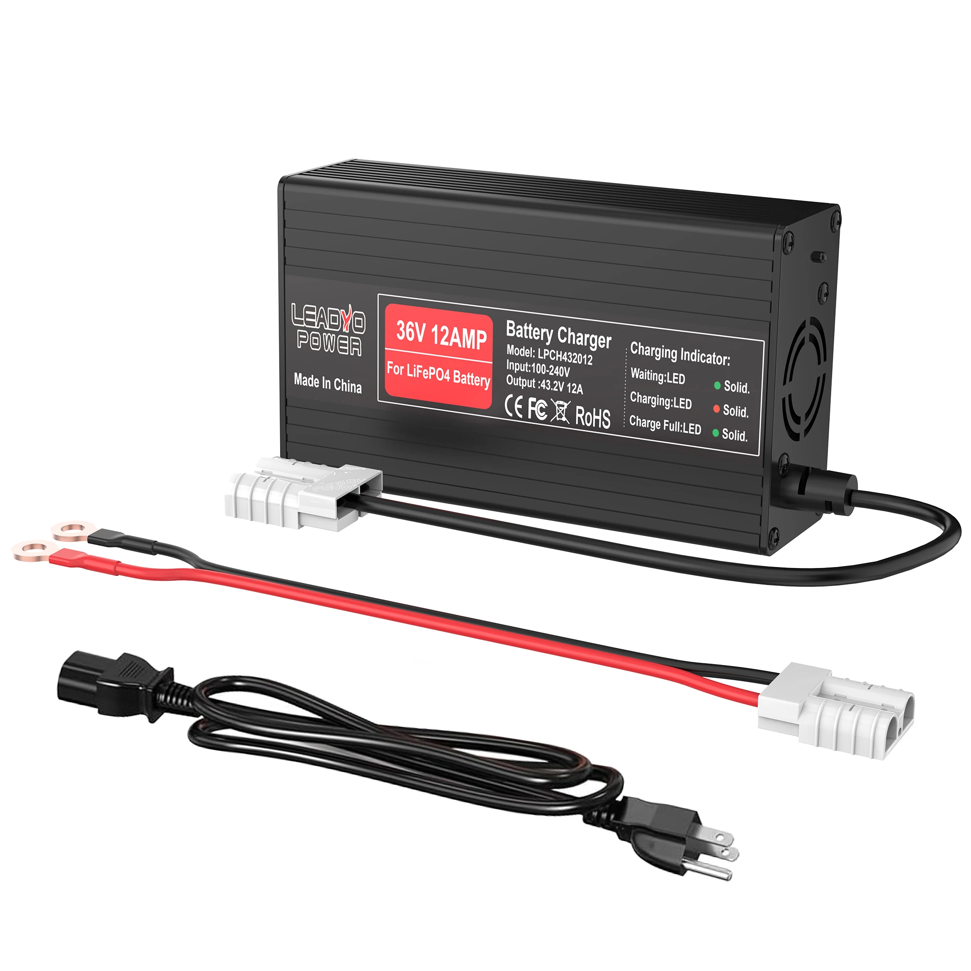 43.8V 12A Battery Charger 36V Lifepo4 Lithium ion battery For Electric Motorcycle With IEC Charger Port Fast Charging