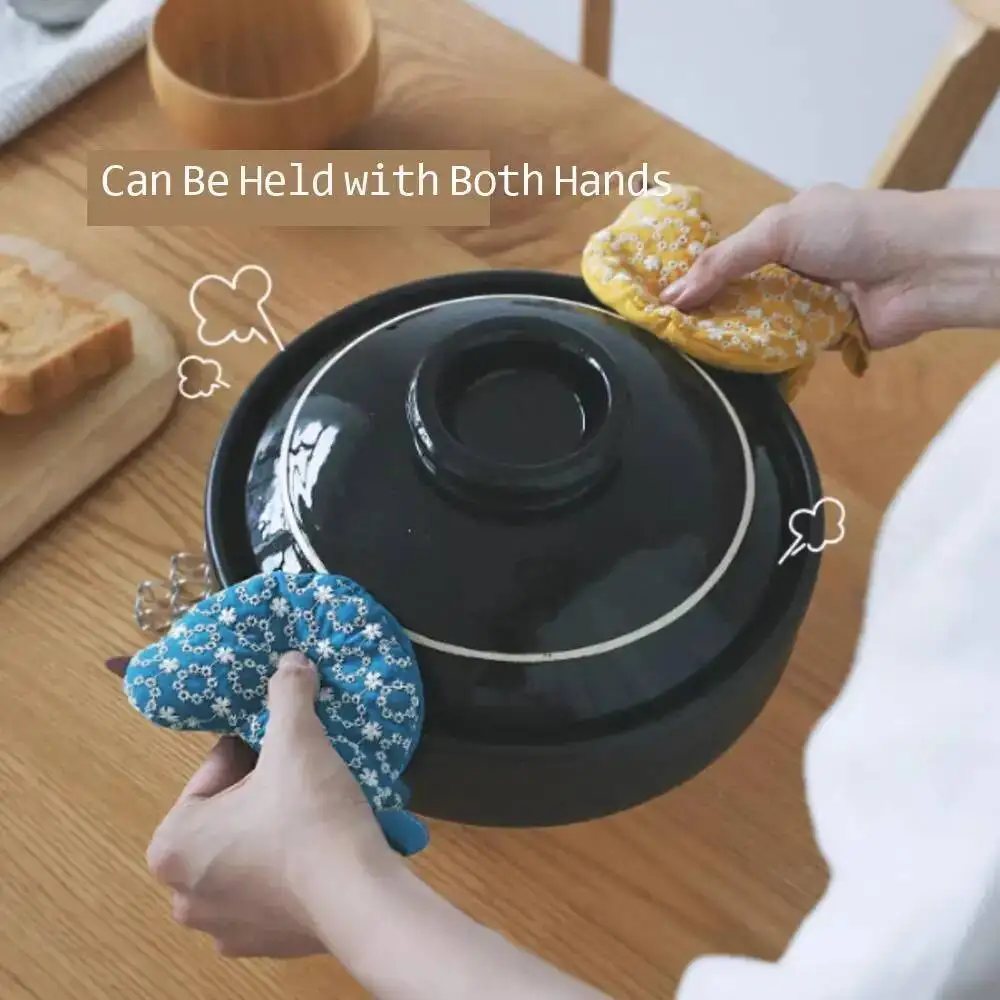 Embroidered Cute Bird Creative Anti-Scald Insulation Lid Cap With Thickened Heatproof Clip For Kitchen Use Pot Casserole Teapot