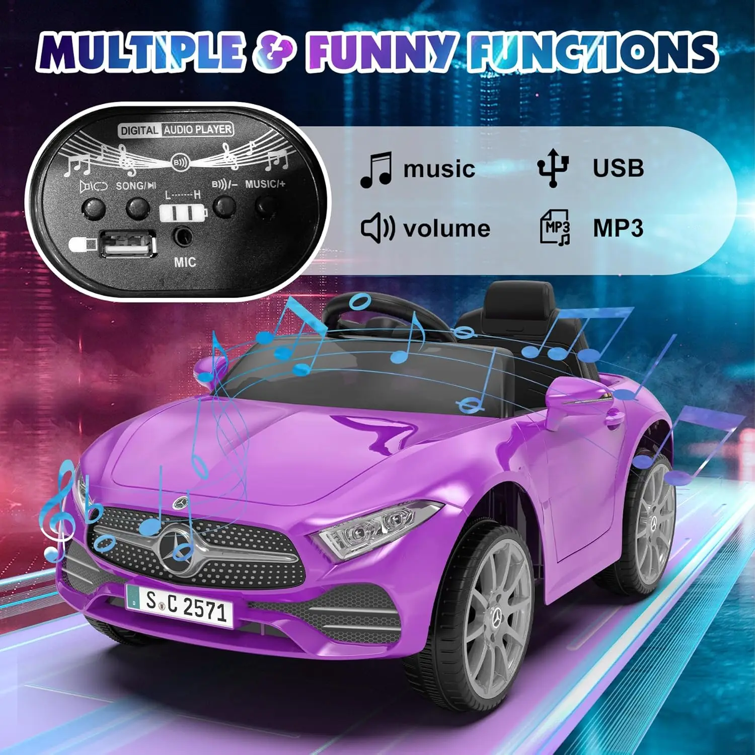 12V Battery Powered Electric Ride-On Car for Kids with 2.4G Remote Control, Double Doors, Safety Belt, and LED Lights view 4