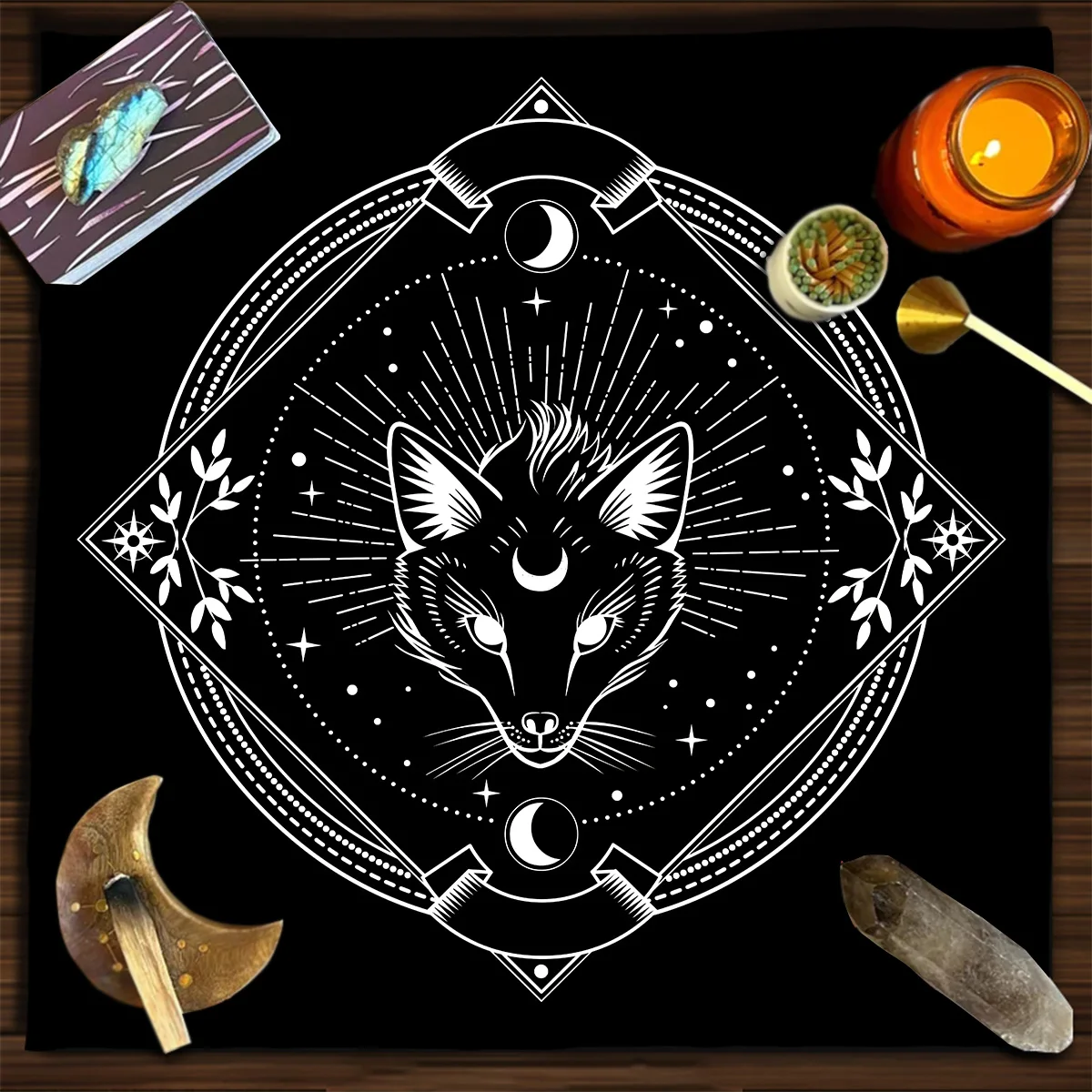 50/75/110/137cm Tarot mat Fox Tarot Tablecloth Altar Cloth Divination Tarot Spread Cloth Astrology Spiritual Oracle Card Pad