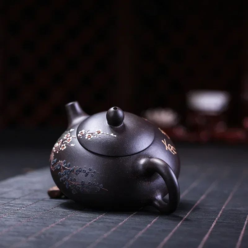 Image 5: Yixing théière violet argile pierre Scoop théière chinois célèbre ensemble fait à la main bouilloire service à thé personnalisé cérémonie cadeau 160ml