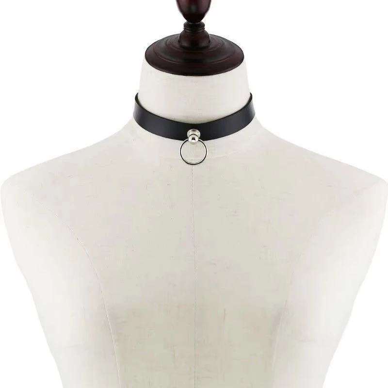 애니메이션 체인소맨 레제 코스프레 초커 PU 목걸이 펑크 가죽 칼라 풀 링 체인 유니섹스 파티 소품