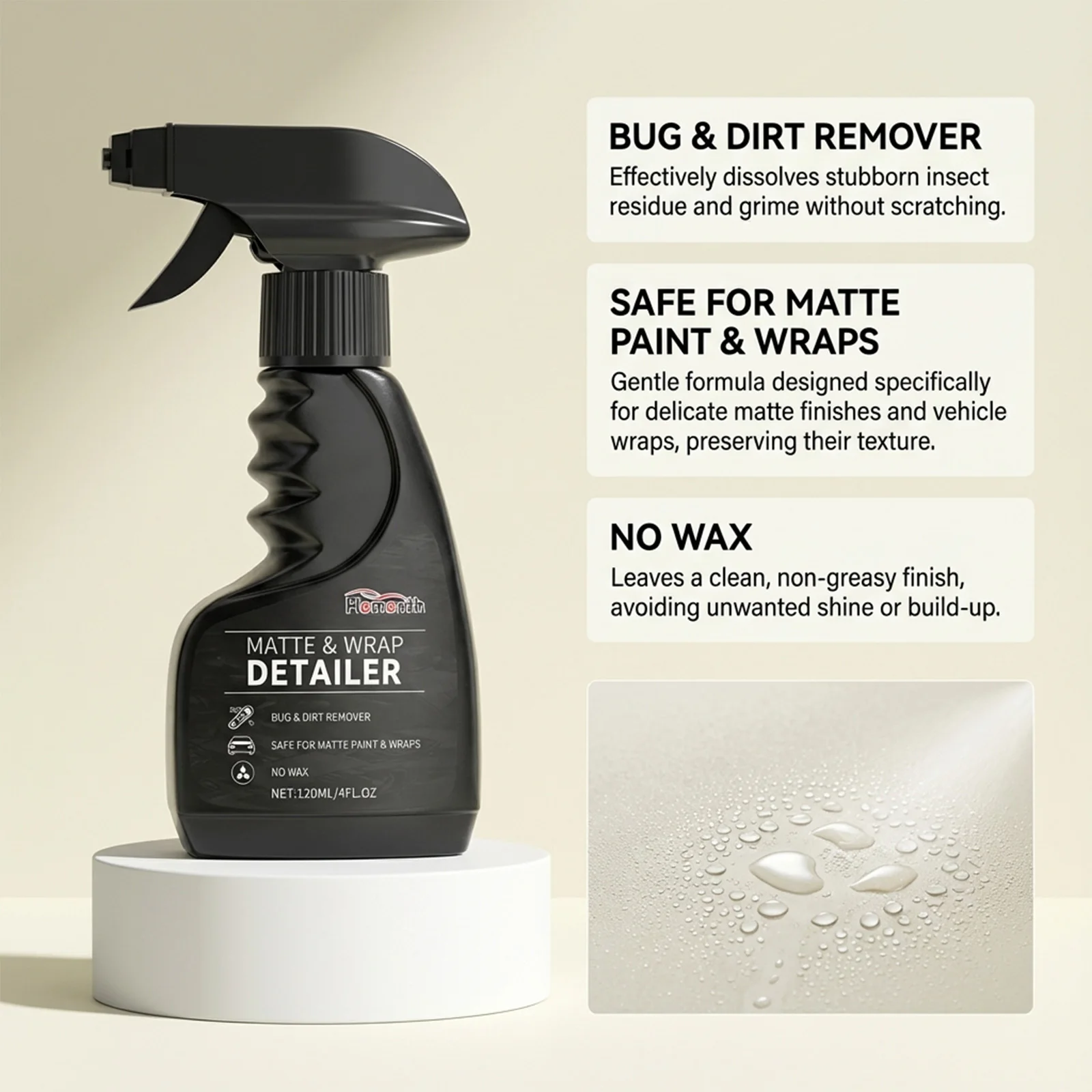 Homonth Matte Paint Wrap Detailer Spray ohne Wachs, Insekten- und Schmutzentferner, sicher für die tägliche Pflege und Reinigung des Auto-Außenteils, 120 ml – Detail 7