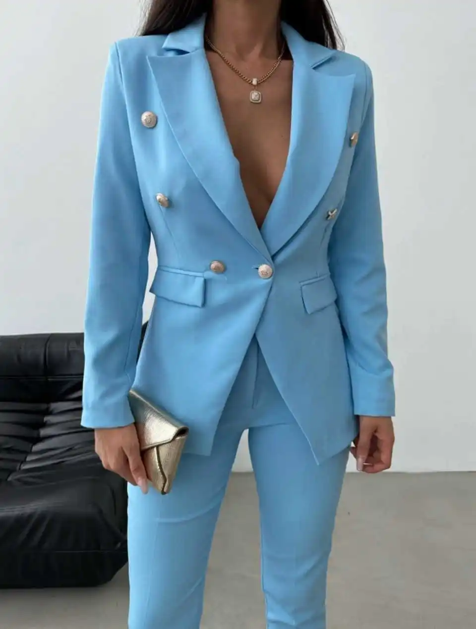 Classic Women's Suit 2 Piece Jacket Pants Peaked Lapel Double Breasted Office Business Occasion Daily Commute Party Customized
