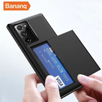 Bananq slayt kart yuvası telefon kılıfı için Samsung S24 S23 S22 S21 S20 Ultra artı FE darbeye kart çanta kapak için not 20 10 artı