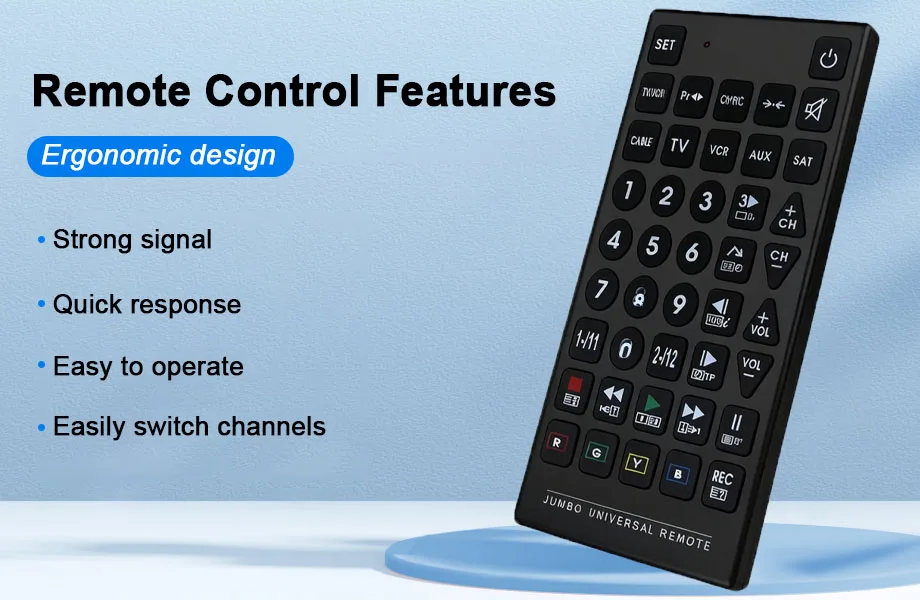 8 in 1 Large Jumbo Universal Remote Control for RCA, Sony, Philips, Samsung, GE, Zenith, Panasonic, Sharp, Toshiba, Daew