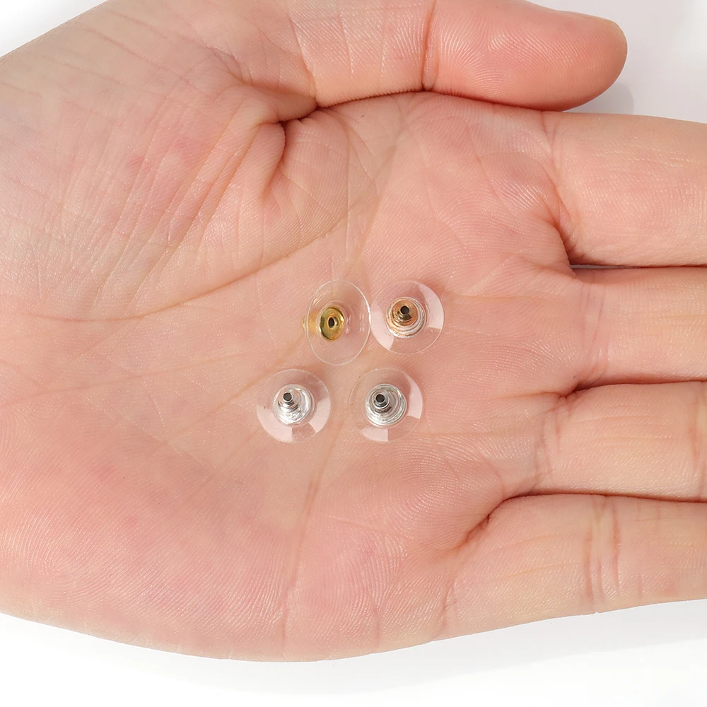 100pcs/lot Silicone Rubber Earring Backs Stopper Earnuts Stud Earring Back For DIY Jewelry Making Findings Accessories Supplies