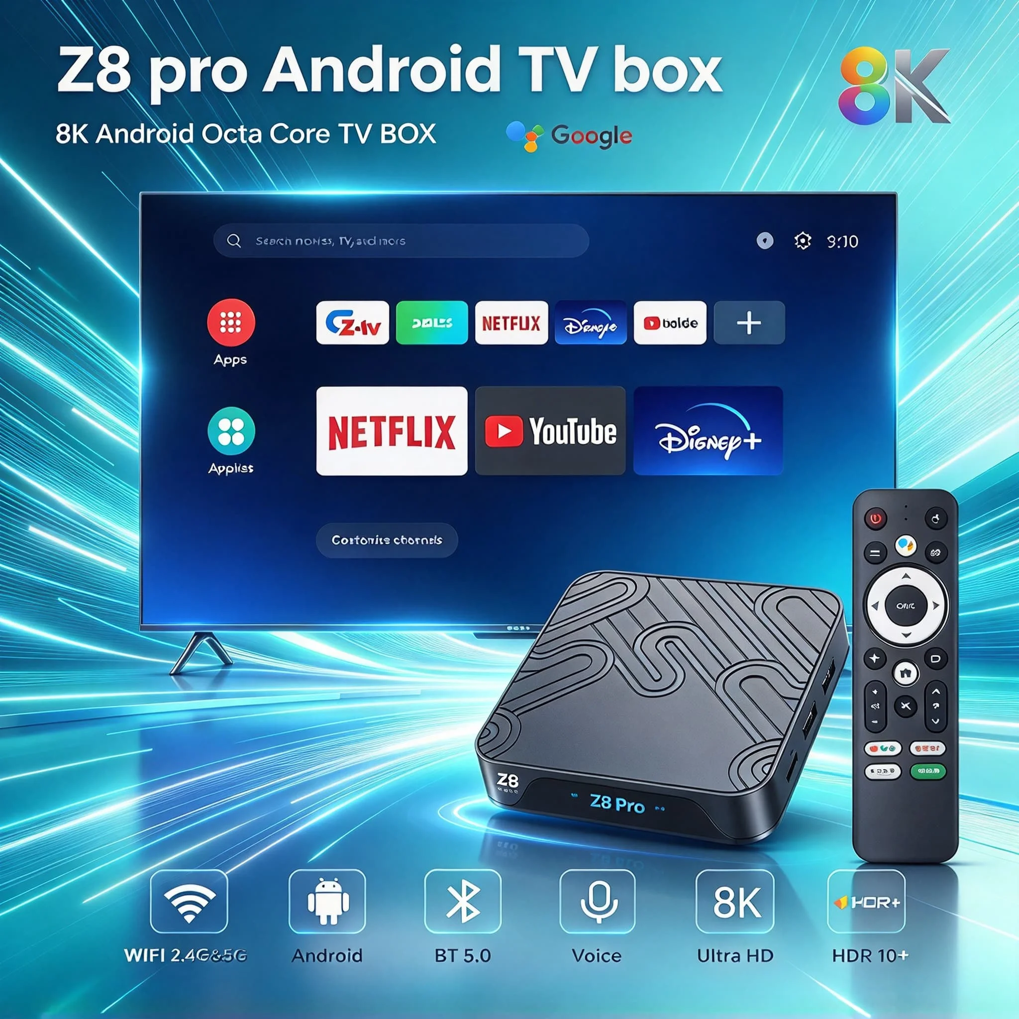 Android 12 TV Box Z8 Pro 8K UHD H618 Quad Core 16G Dual WiFi 5G BT50 Voice Assist 4K HDR YouTube Smart Set Top Box Media Player