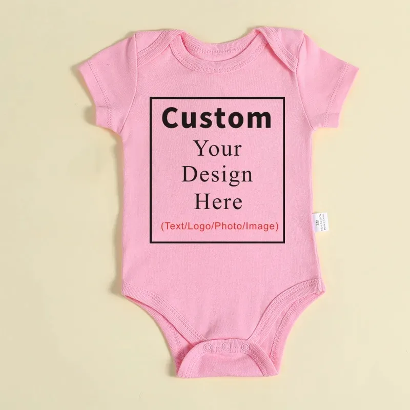 Custom Baby Bodysuit Romper 100% Cotton, Personalized Text Logo Photo Infant Jumpsuit, Newborn Boy Girl Soft Playsuit, Gift with
