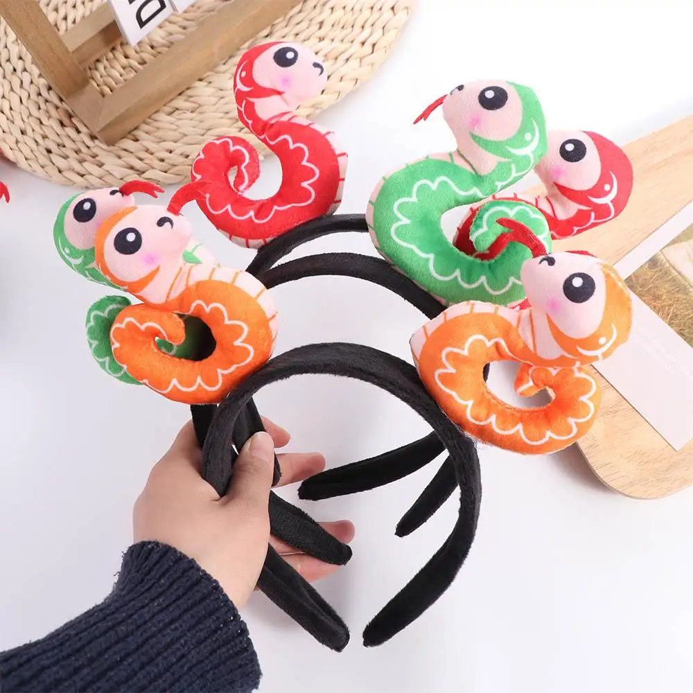 Creative Chinese Zodiac Snake Headband Plushy Soft Chinese New Year Hairband Headwear Fur Hair Styling Accessory