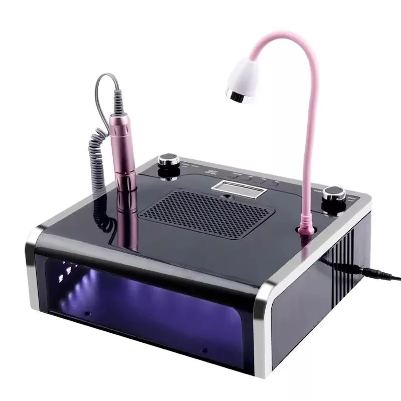 108W 4 in 1 Nail Manicure Polishing Suction Drying Lighting Nail Drill Nail Dust Collector with Dryer Lamp and LED Light