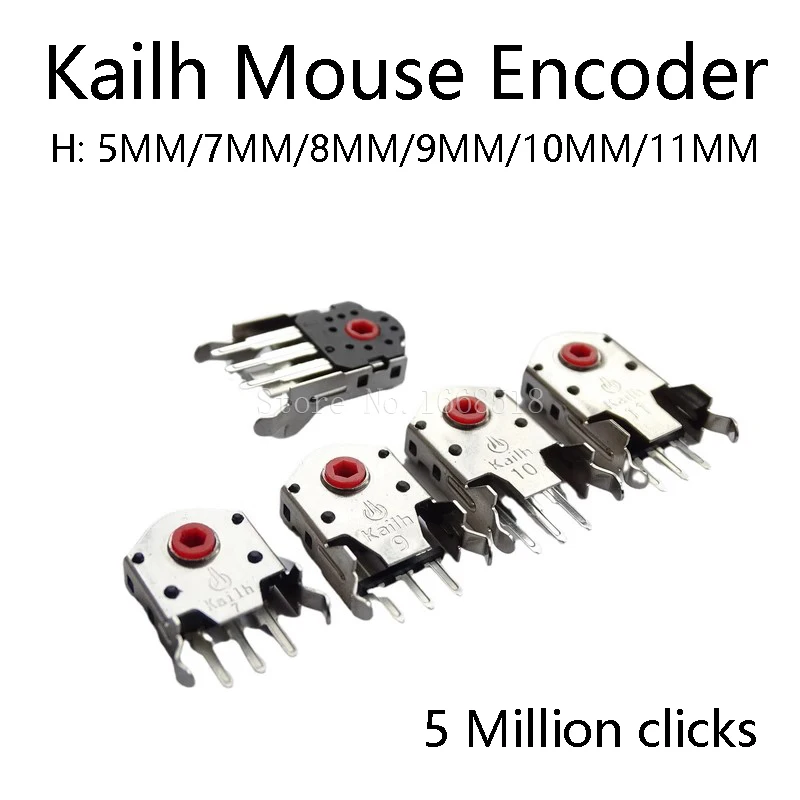 Kailh 5/7/8/9/10/11Mm Roterende Muis Scroll Wiel Encoder Met 1.74Mm Gat Mark,20-40G Kracht Voor Pc Muis