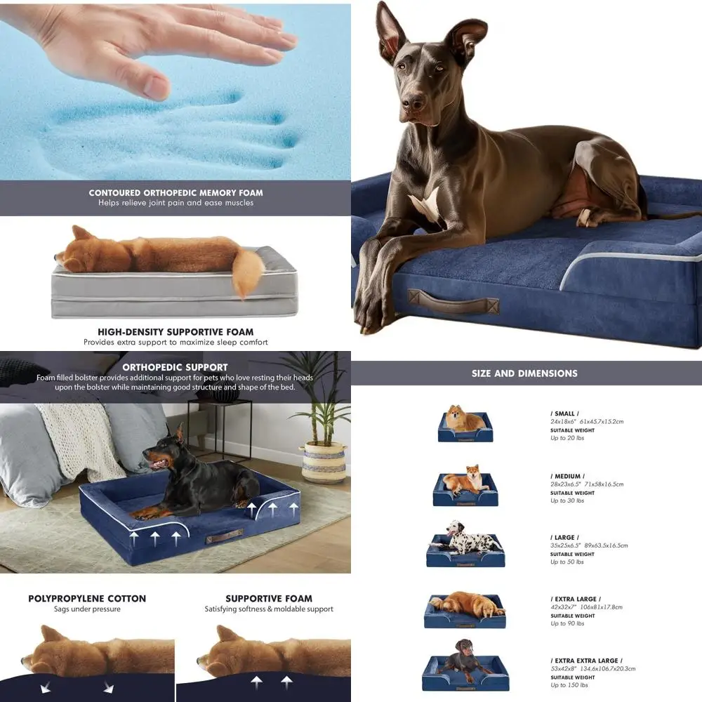 أريكة سرير للكلاب لتقويم العظام مقاس XXL - أريكة جامبو للحيوانات الأليفة مع رغوة الذاكرة، غطاء قابل للإزالة بالكامل وقابل للغسل، بطانة مقاومة للماء، غير قابلة للانزلاق