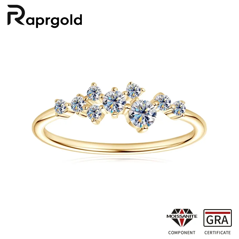 

RAPRGOLD S925 Sterling Silver Wedding Rings for Women Moissanite Sparkling Bands Ring Bijoux Bague Fine Jewelry Birthday Gifts