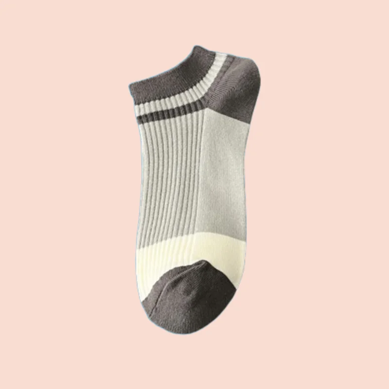 3/5 Pairs Men's Boat Socks Casual Striped Cotton Socks Contrast Color Men's Simple Socks Double Needle Spring and Summer Socks