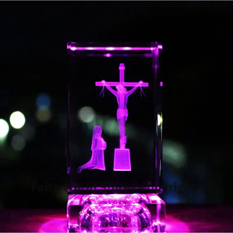 

5A+ best gift Christian Keepsake Jesus Christ On Cross the crucifixion Christ on cross Religious Figurine 3D Crystal statue