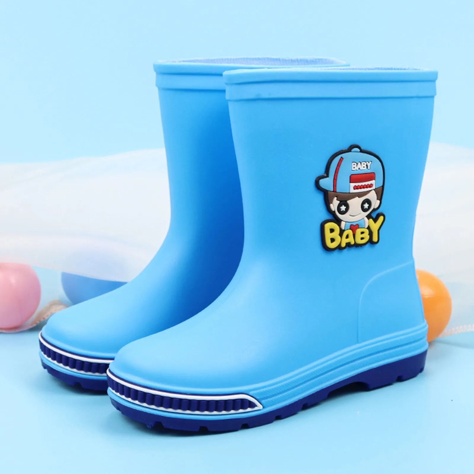 New Anti-slip Rain Boots For Kids Girls Boys Cute Cartoon Mid Tube Non-Slip Waterproof Wellies Water Shoes Children