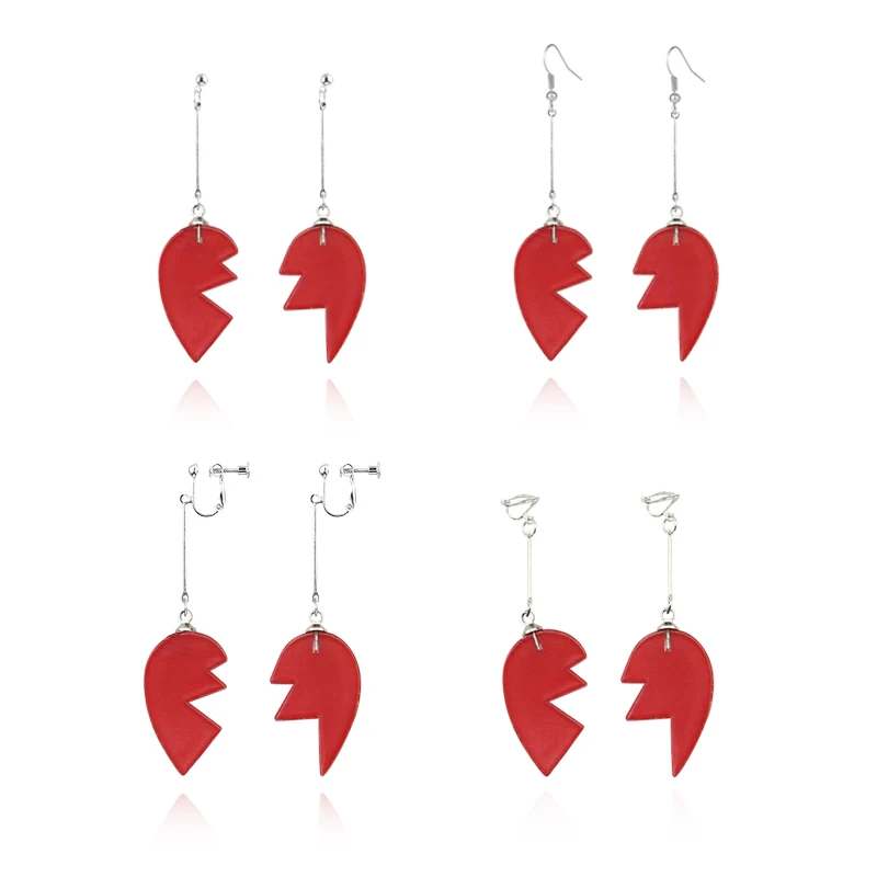 Anime Bizarre Adventure Drop Earrings Cosplay Props Kakyoin Noriaki Cherry Earrings Ear Clip Men Girl Jewelry Cartoon Gift