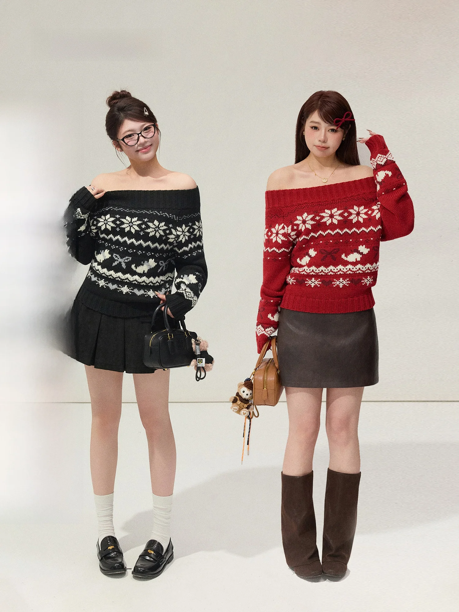 

Женский свитер Wildern Spicy Winter Fair Isle больших размеров в стиле ретро с одним открытым плечом, имитация кашемира, узор Fair Isle