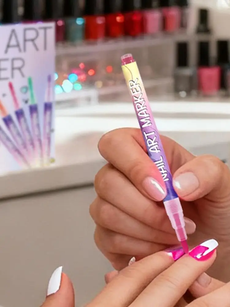 12-Farben-Nagelstifte, schnell trocknende Malmarker, feine Spitze, Nagel-Doodle-Stifte, Nagelmalerei, Zeichenstift, Nagelkunst-Zubehör