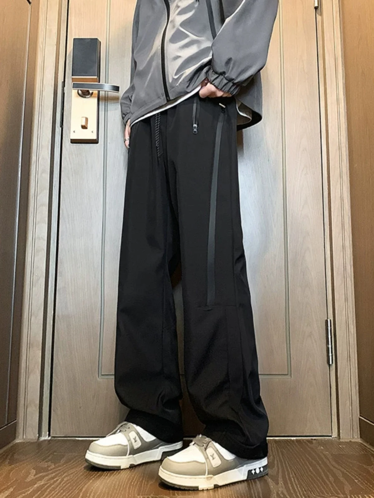 

Мужские походные брюки для активного отдыха на молнии, весенне-осенние, повседневные, свободного кроя, прочные, грязеотталкивающие, прямые штанины