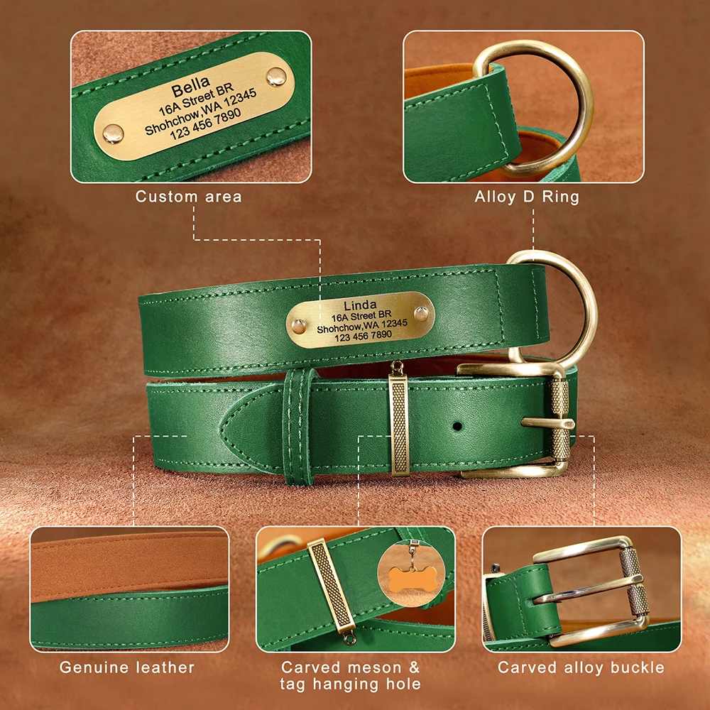 Personalisierte Hundehalsband-Leine aus echtem Leder, langlebige Hundehalsbänder, Gehbleine, Seil, frei mit Gravur für kleine, mittelgroße und große Hunde – Detail 20